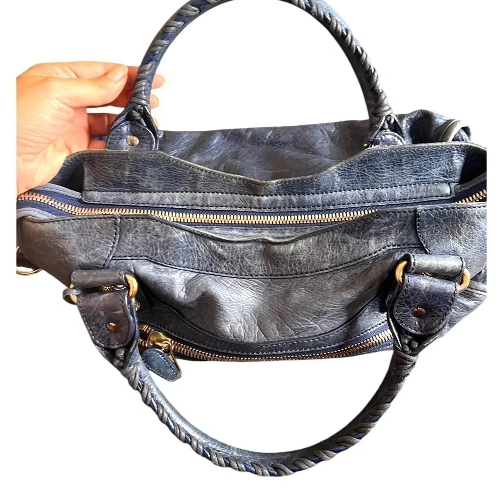 BALENCIAGA Moto Le City Giant Blue 
Lambskin Leather Handbag &  Wallet - Picture 11 of 17